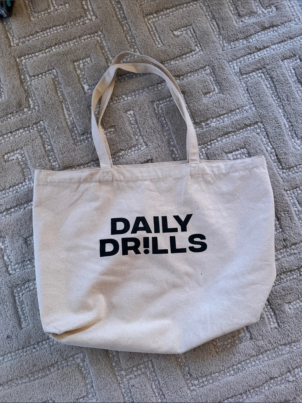 Daily Drills Natural Canvas Tote with Black Logo